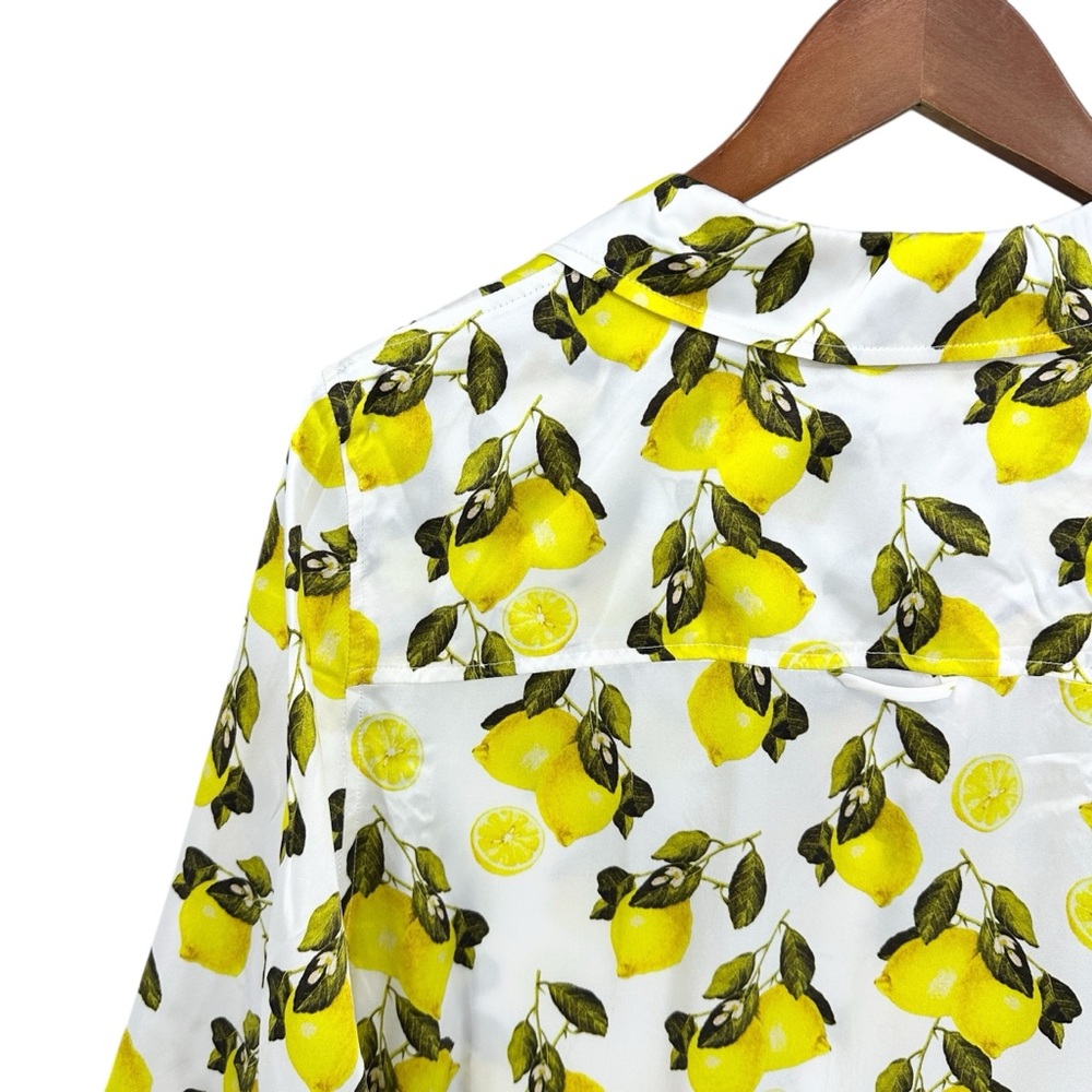 L'AGENCE Lemon Print Blouse - White and Yellow - Picture 6 of 9